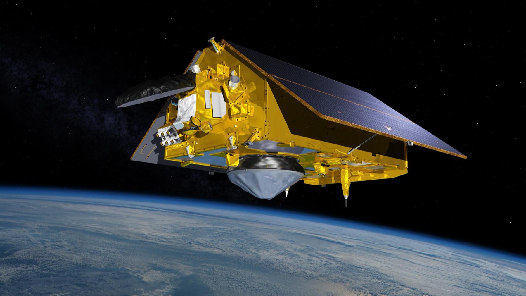 Illustration eines Satelliten über der Erde